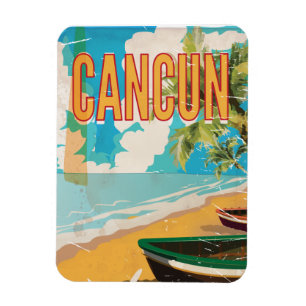 Íman Cartaz de viagem vintage impressão praia Cancun Mé