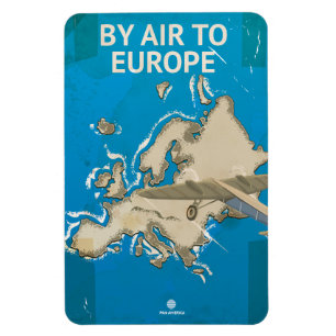 Íman Cartaz de Viagem Vintage Para a Europa de Avião