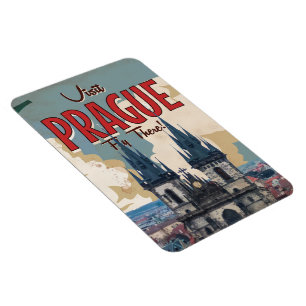 Íman Cartaz de Viagem Vintage Praga, República Tcheca