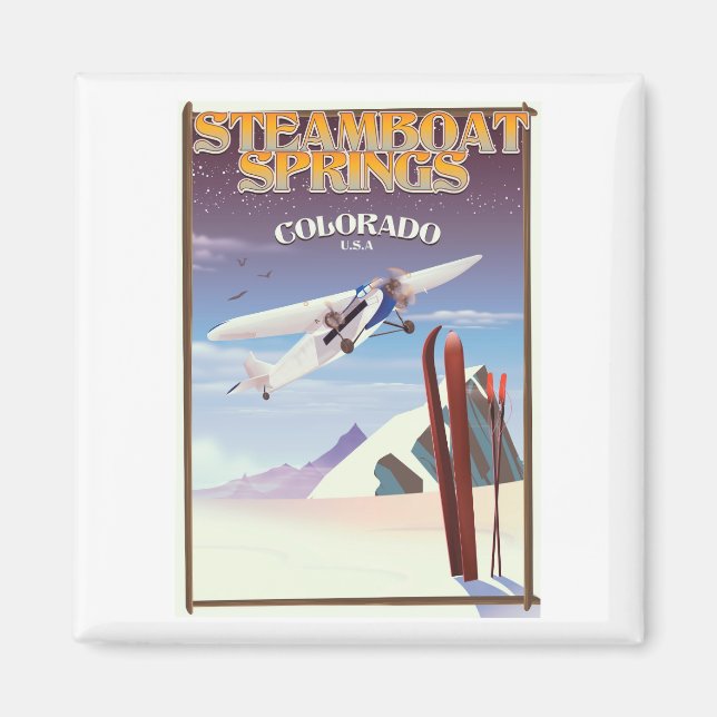 Íman Cartaz de viagem vintage Steamboat Springs colorad (Frente)