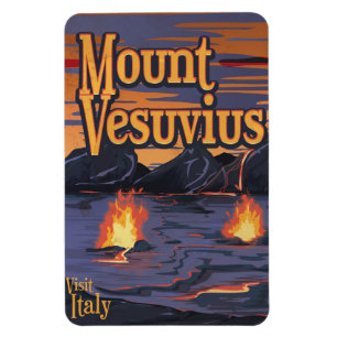 Íman cartaz de viagem vulcão Monte Vesúvio