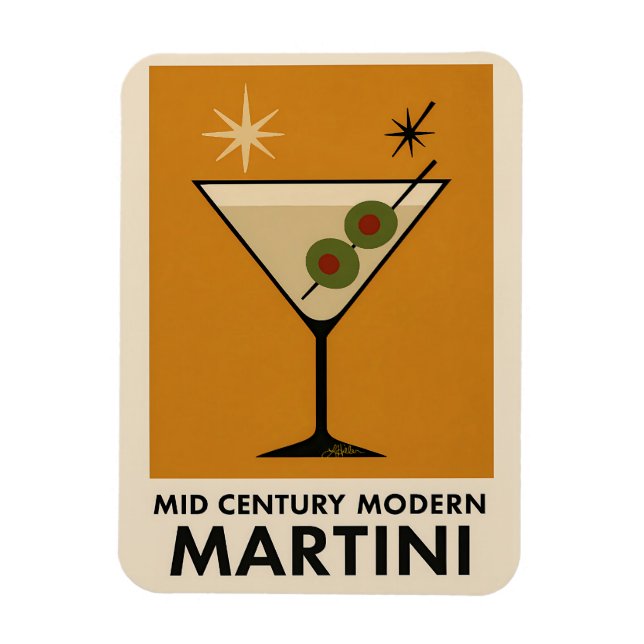 Íman Cartaz Estilo Meados do Século Moderno Martini (Vertical)