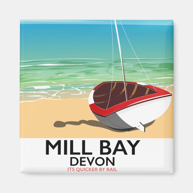 Íman Cartaz ferroviário de Mill Bay Devon (Frente)
