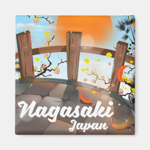 Íman Cartaz japonês da flor de Nagasaki