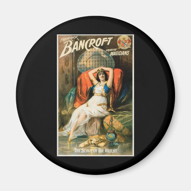 Íman Cartaz Mágico Vintage, Mágico Frederick Bancroft (Frente)