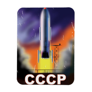 Íman Cartaz Retro Foguete Espacial União Soviética