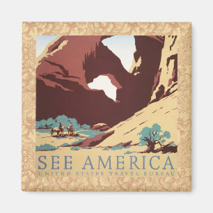 Íman Cartaz Retro Veja a América Western Cowboys Desert
