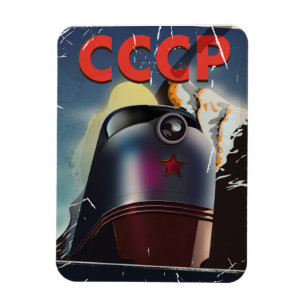 Íman Cartaz Retro vintage trem soviético CCCP