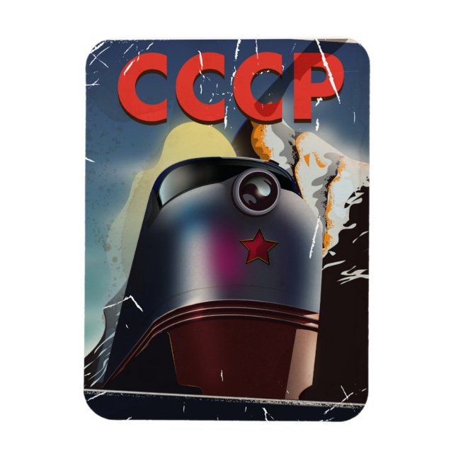 Íman Cartaz Retro vintage trem soviético CCCP (Vertical)