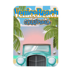 Íman Cartaz vintage da Praia de Venice, Califórnia.