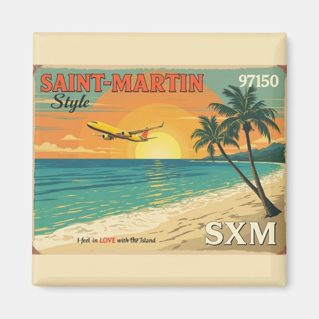Íman Carte postale illustrée “Saint-Martin SXM 97150” d (Frente)
