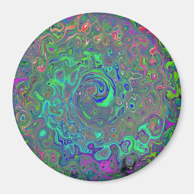Íman Cartela Trippy Chartreuse e Azul Líquido Retro (Frente)