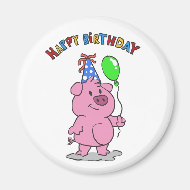 Íman Cartografia de Birthday Pig | escolher cor de fund (Frente)