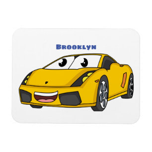 Íman Cartografia de carro esportivo amarelo e bonito
