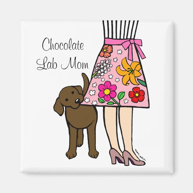 Íman Cartografia de chocolate Labrador e Mãe (Frente)