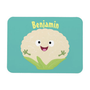 Íman Cartografia de couve-flor-branca e feliz