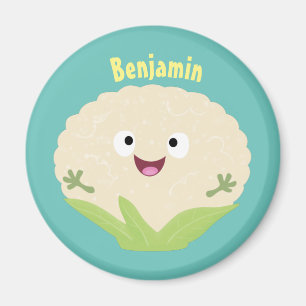 Íman Cartografia de couve-flor-branca e feliz