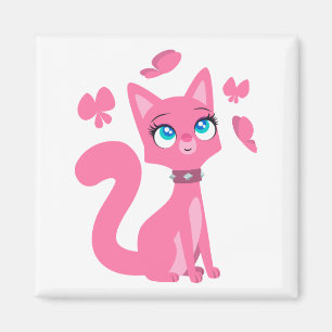Íman Cartografia rosa-branca Gato e Borboletas