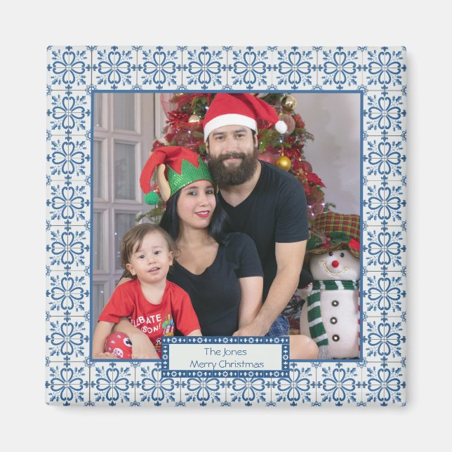 Íman Cartolina de Natal e pétalas de flores (Frente)