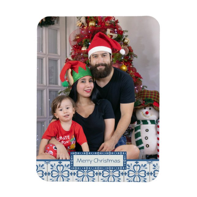 Íman Cartolina de Natal e pétalas de flores (Vertical)
