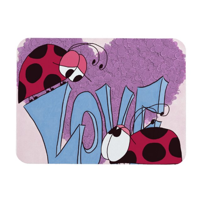 Íman Cartoon Adorable Ladybug Love (Horizontal)