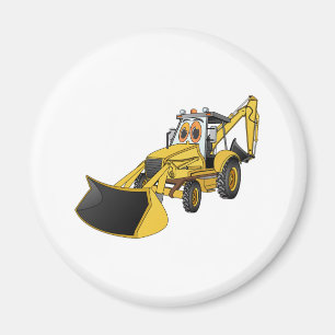 Íman Cartoon amarelo com backhoe