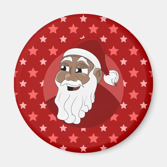 Íman Cartoon Black Santa Claus (Frente)
