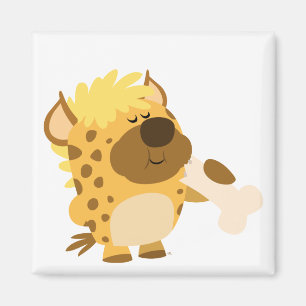Íman Cartoon bonito Hyena esmagando um ímã ósseo