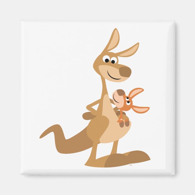 Íman Cartoon bonito, Mãe de canguru e ímã Joey (Frente)