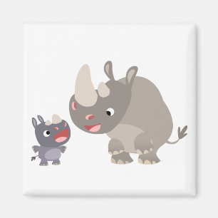 Íman Cartoon Bonito Rhino Baby e Big Rhino Magnet
