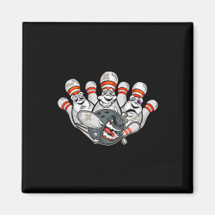 Íman Cartoon Bowler Boliches Assustadas Pins Engraçado