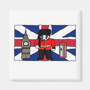 Íman Cartoon britânico Badger com Big Ben e Flag
