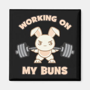 Íman Cartoon Bunny do Workout - Trabalhando Em Meus Pei