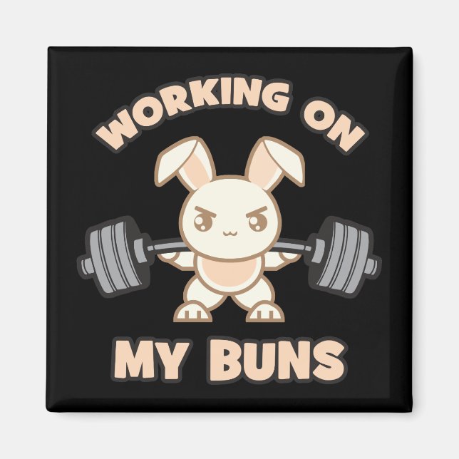 Íman Cartoon Bunny do Workout - Trabalhando Em Meus Pei (Frente)