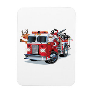 Íman Cartoon Christmas firetruck