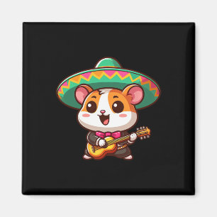 Íman Cartoon Cinco De Mayo Hamster Mariachi Guitar Mexi