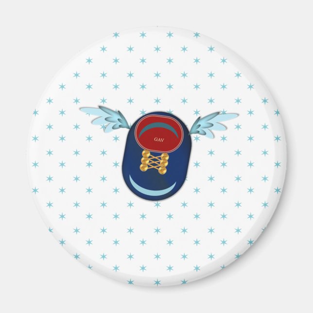 Íman Cartoon de calçado de asa branca (Frente)