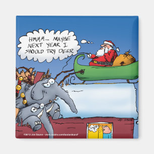 Íman Cartoon de Feriado Encantado por Elefantes Santas