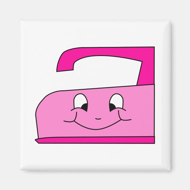 Íman Cartoon de Ferro Rosa. Em Branco. (Frente)
