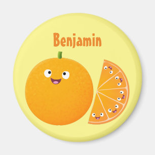 Íman Cartoon de fruta de citros de laranja feliz