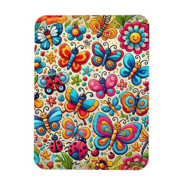 Íman Cartoon de Jardim da Borboleta (Vertical)