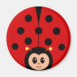 Íman Cartoon de Lady Bug, Feliz e Bonita