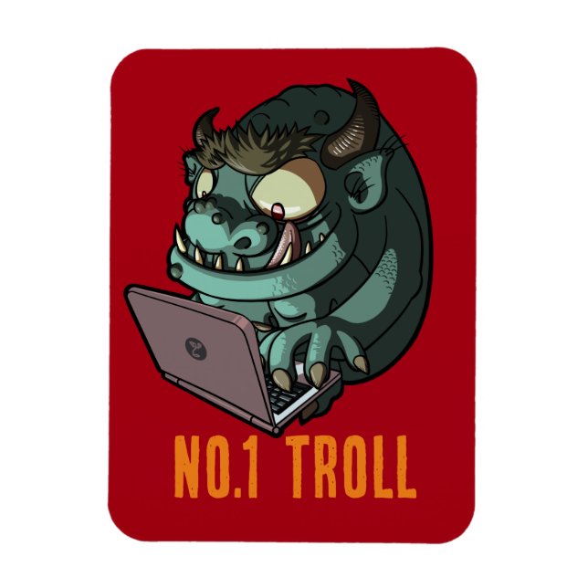 Íman Cartoon de Laptop do Troll da Internet Excêntrico  (Vertical)