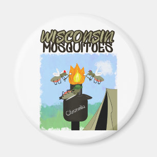 Íman Cartoon de Mosquitos de Wisconsin - Acampamento po