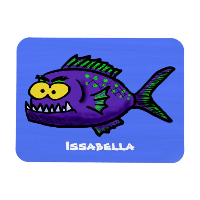 Íman Cartoon de peixe Piranha (Horizontal)