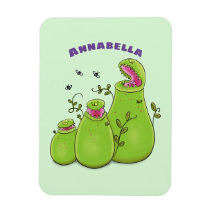 Íman Cartoon de plantas carnívoras verdes e engraçada
