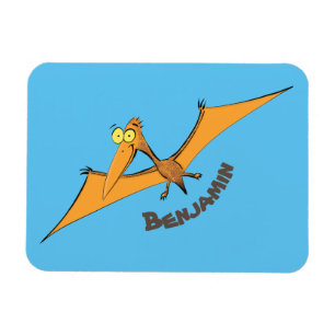Íman Cartoon de pterodátilo, cor de laranja giro e eng
