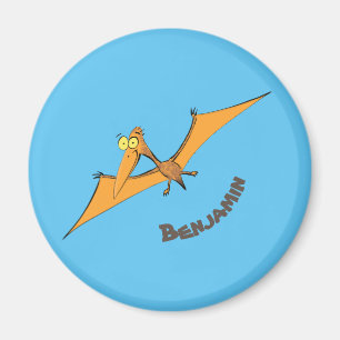 Íman Cartoon de pterodátilo, cor de laranja giro e eng