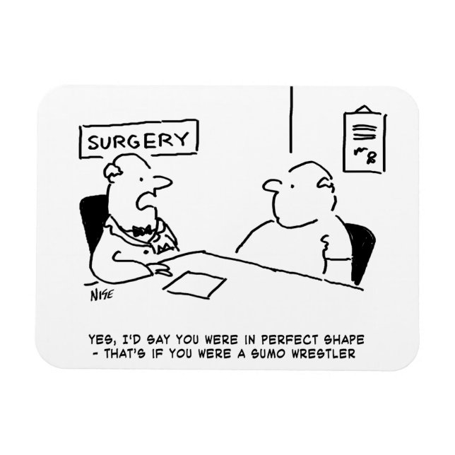 Íman Cartoon de Sumo sobre Obesidade Médica e de Doente (Horizontal)