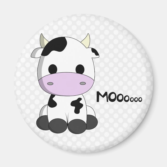 Íman Cartoon de vaca de Baby kawaii em ímã bolinhas (Frente)